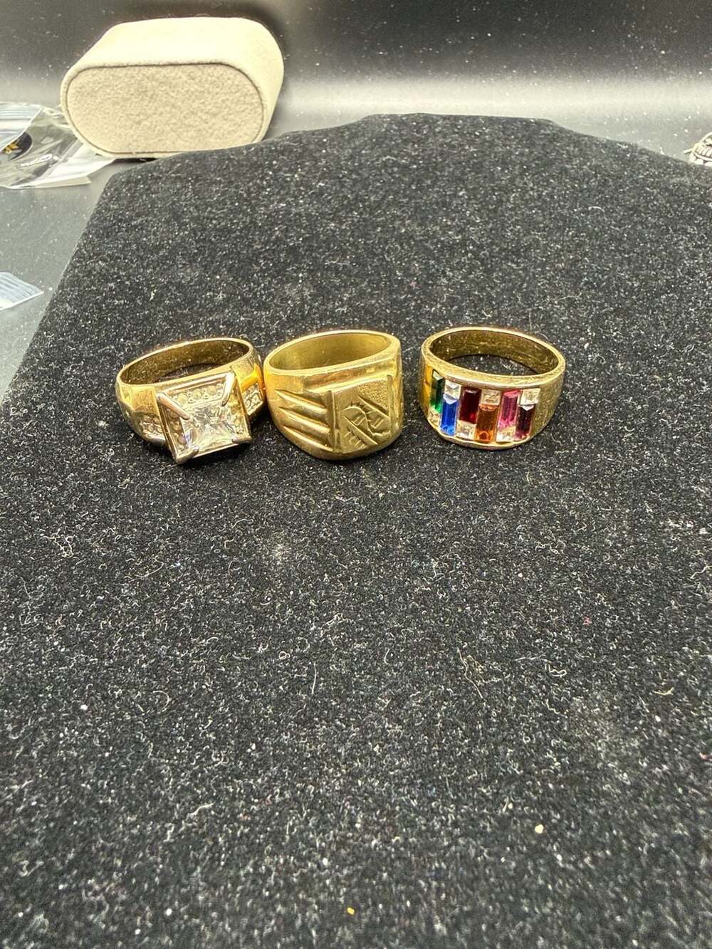 Gold Tone Multi-Stone Ring Lot of 3 Assorted Sizes
